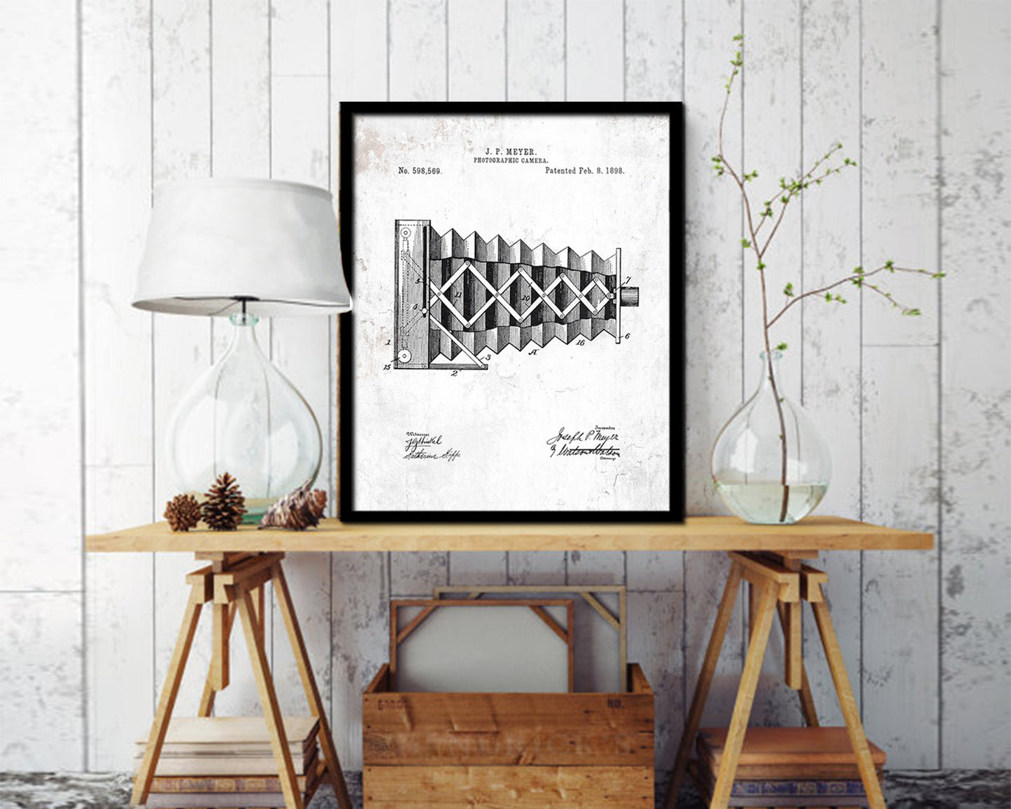 Photographic Camera Vintage Patent Artwork Black Frame Print Wall Art Decor Gifts