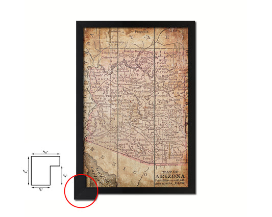 Arizona Circa Antique Map Wood Framed Print Art Wall Decor Gifts
