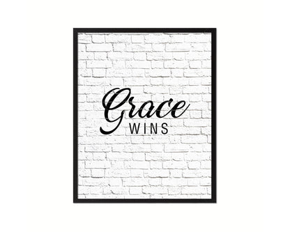 Grace wins Quote Wood Framed Print Home Decor Wall Art Gifts
