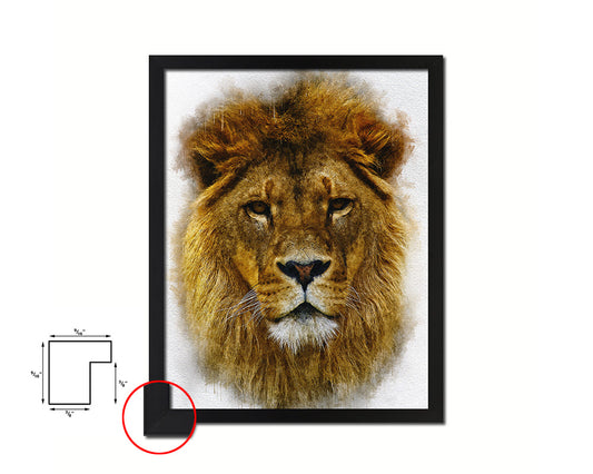 Lion Animal Painting Print Framed Art Home Wall Decor Gifts