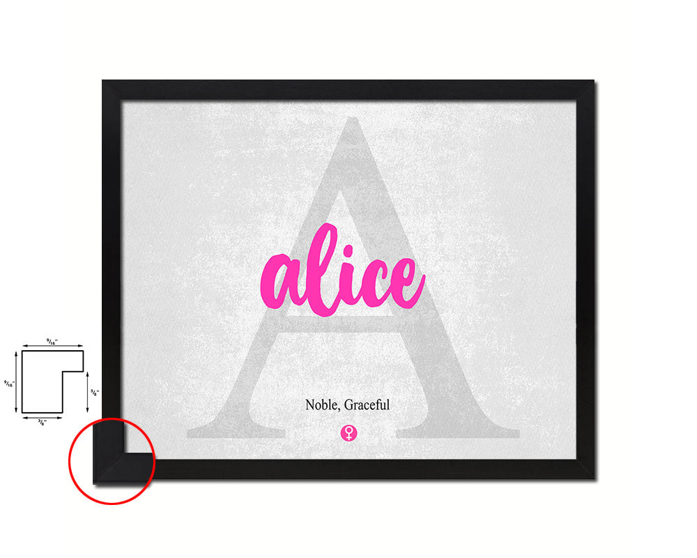 Alice Personalized Biblical Name Plate Art Framed Print Kids Baby Room Wall Decor Gifts