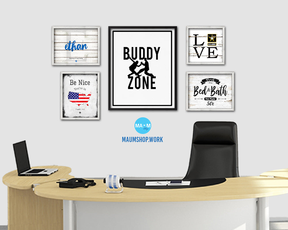 Buddy Zone Notice Danger Sign Framed Print Home Decor Wall Art Gifts
