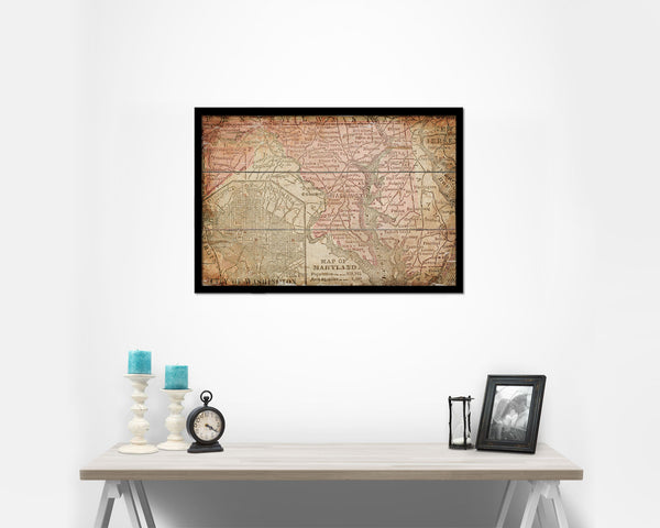 Maryland Circa Antique Map Framed Print Art Wall Decor Gifts