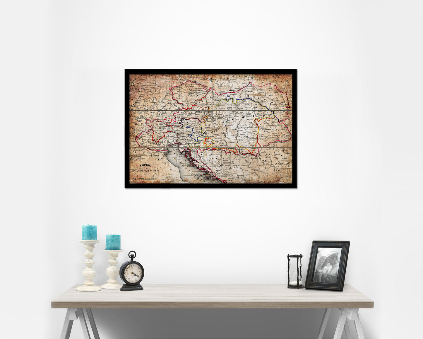Austria Hungary Antique Map Framed Print Art Wall Decor Gifts