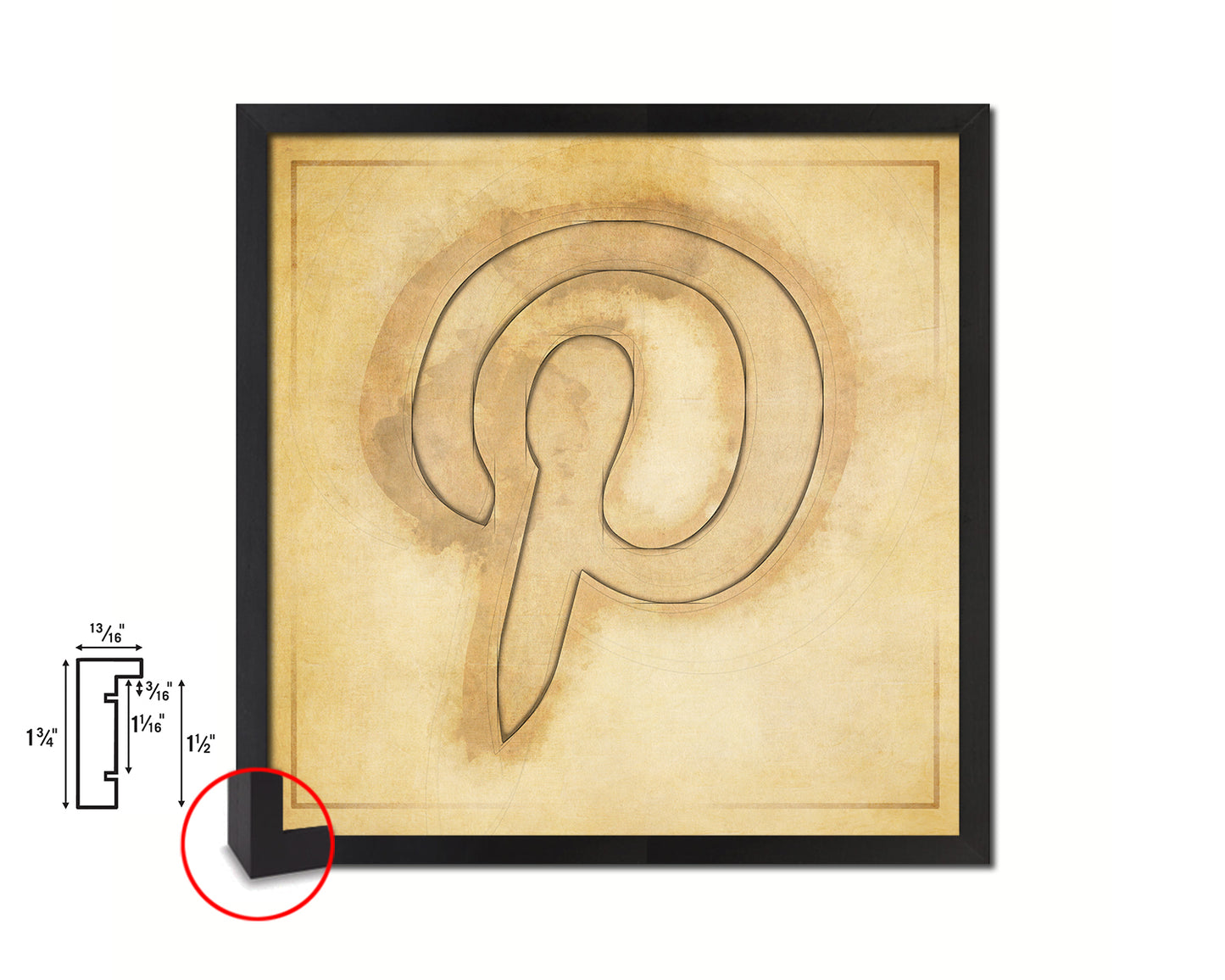 Pinterest Social Media Symbol Icons logo Wood Framed Print Home Decor Wall Art Gifts