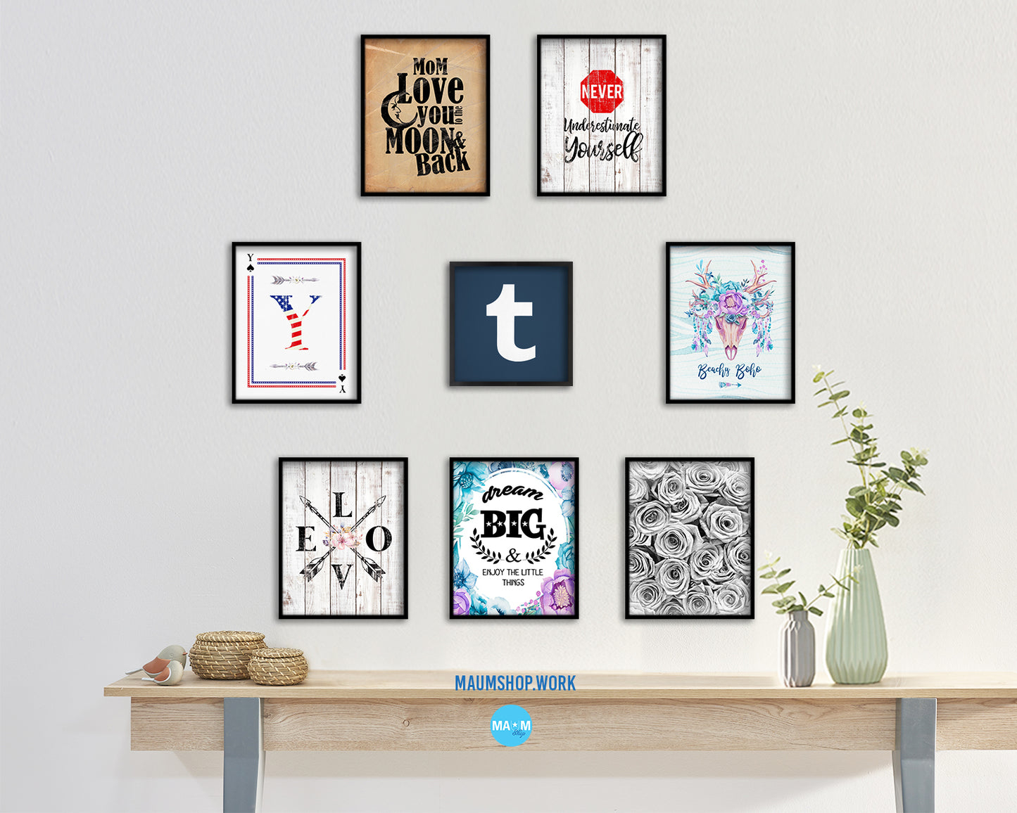 Tumblr Social Media Symbol Icons logo Wood Framed Print Home Decor Wall Art Gifts