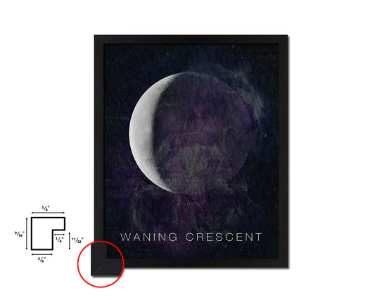 Waning Crescent Lunar Phases Moon Watercolor Nursery Framed Prints Home Decor Wall Art Gifts