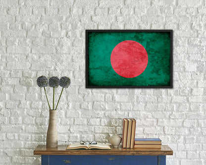 Bangladesh Country Vintage Flag Wood Framed Print Wall Art Decor Gifts