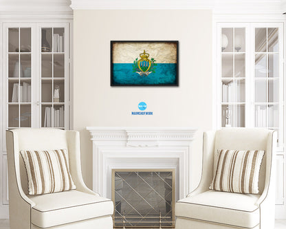 San Marino Country Vintage Flag Wood Framed Print Wall Art Decor Gifts