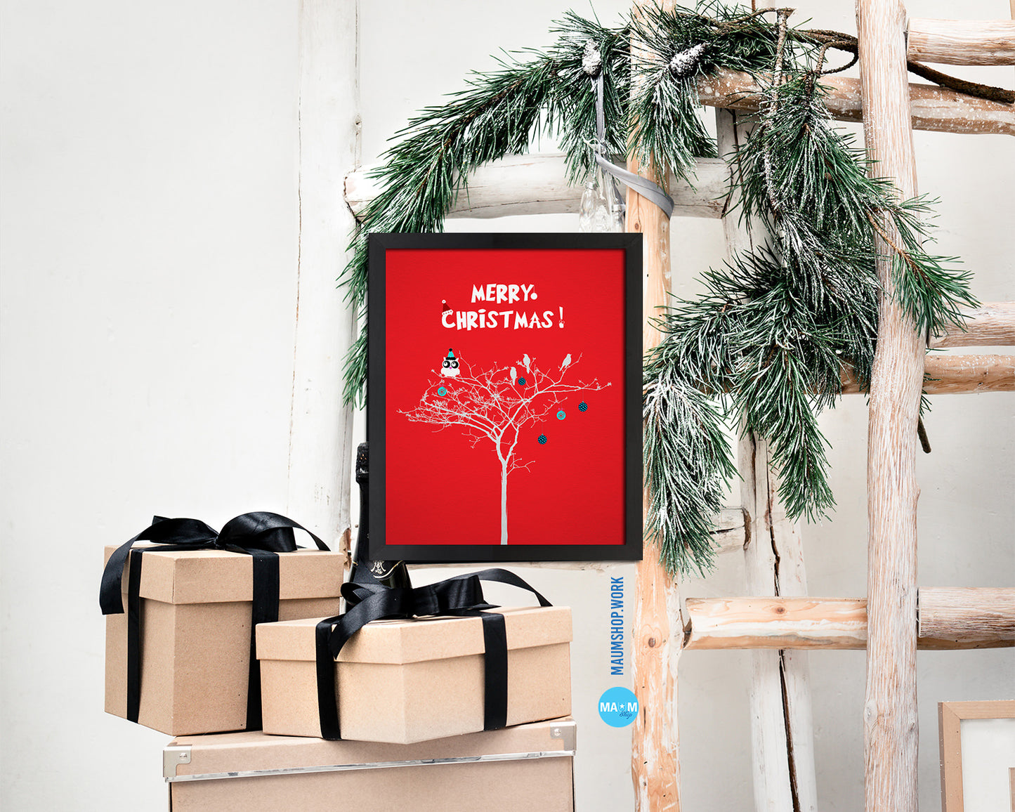 Chihuahua Holiday Season Gifts Wood Framed Print Home Decor Wall Art