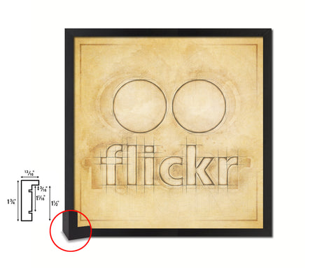 Flickr Social Media Symbol Icons logo Wood Framed Print Home Decor Wall Art Gifts