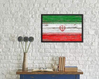 Iran Country Wood Rustic National Flag Wood Framed Print Wall Art Decor Gifts