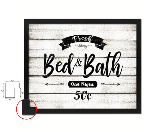 Fresh Bed & Bath Vintage Sign Fine Art Paper Prints Wood Frame Wall Art Decor Gifts