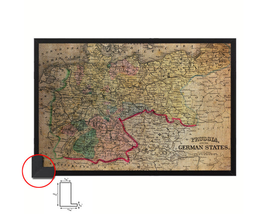 Prussia Germany Vintage Map Framed Print Art Wall Decor Gifts