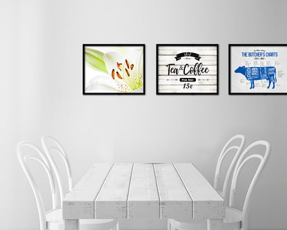 Hot Tea & Coffee Vintage Sign Fine Art Paper Prints Wood Frame Wall Art Decor Gifts