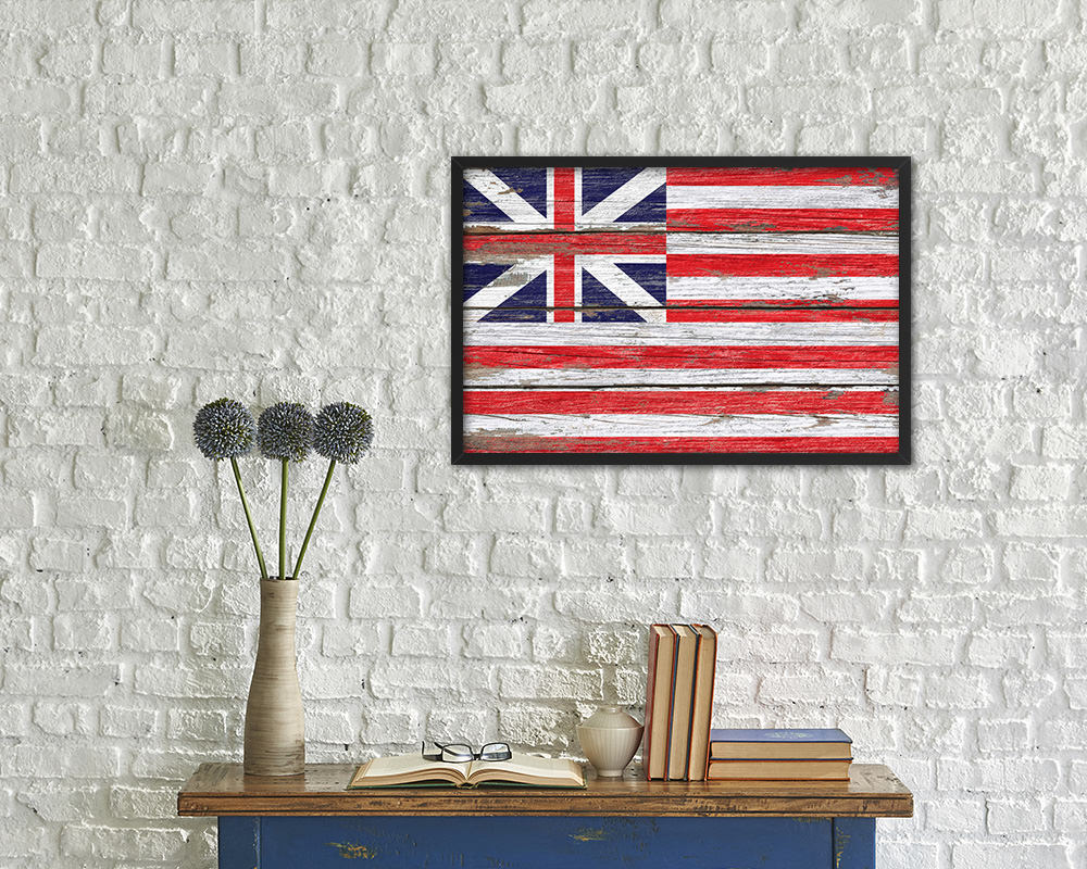 Grand Union Wood Rustic Flag Wood Framed Print Wall Art Decor Gifts