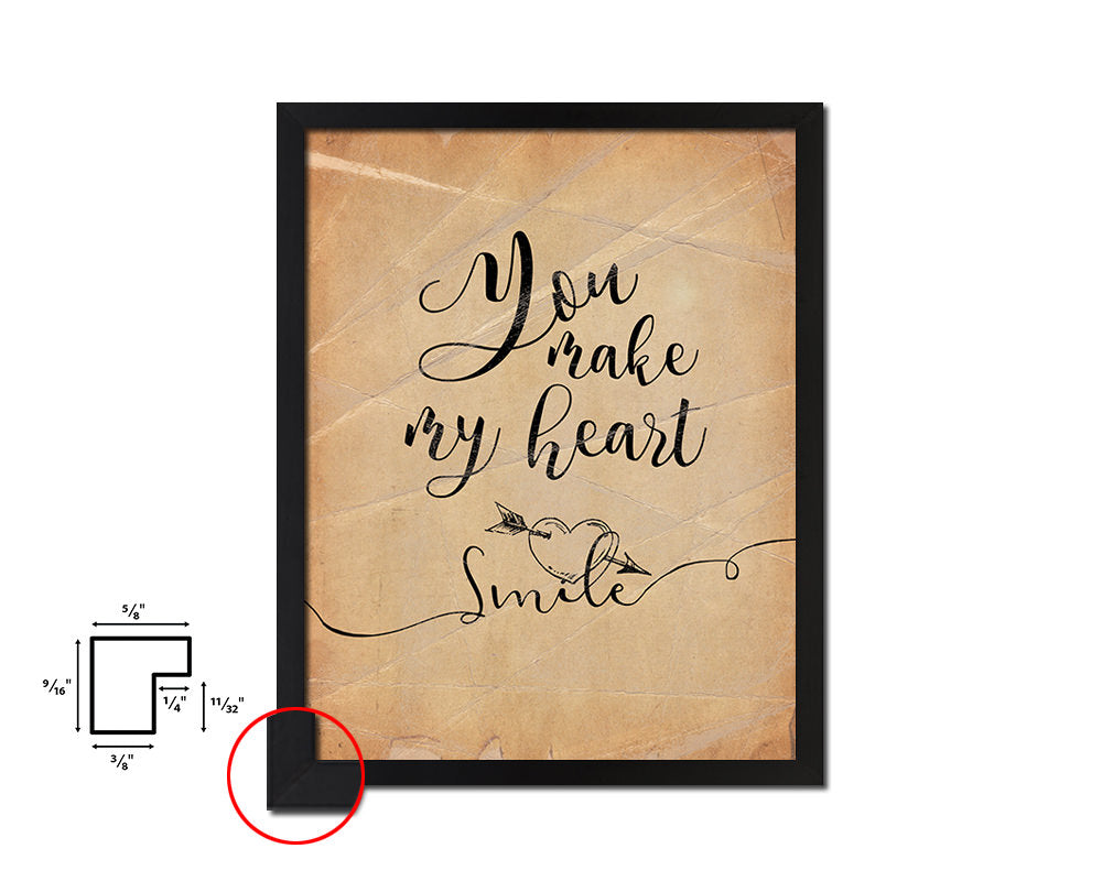 You make my heart smile Quote Paper Artwork Framed Print Wall Decor Art