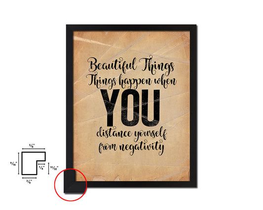 Beautiful things happen Quote Paper Artwork Framed Print Wall Decor Art