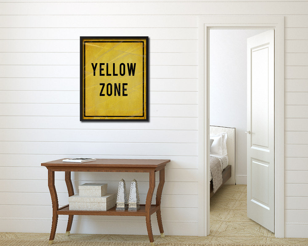 Yellow Zone Notice Danger Sign Framed Print Home Decor Wall Art Gifts