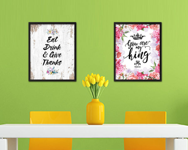Eat drink give thanks Quote Framed Artwork Print Wall Decor Art Gifts