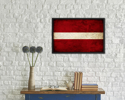Latvia Country Vintage Flag Wood Framed Print Wall Art Decor Gifts