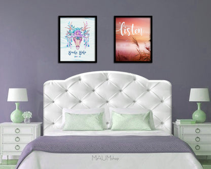 Listen, Acts 13:16 Bible Verse Scripture Framed Print Wall Decor Art Gifts