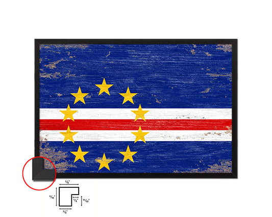 Cape Verde Shabby Chic Country Flag Wood Framed Print Wall Art Decor Gifts