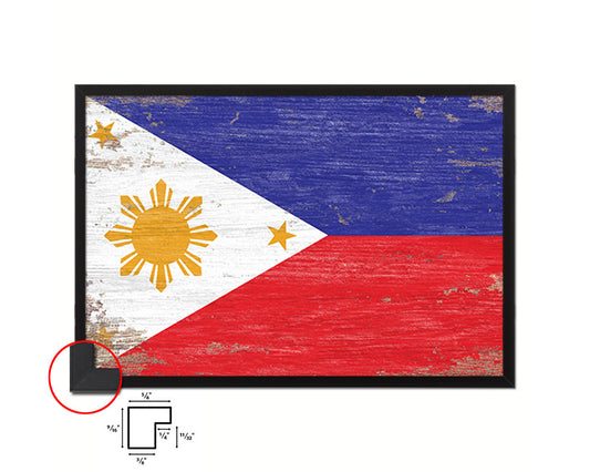 Philippines Shabby Chic Country Flag Wood Framed Print Wall Art Decor Gifts