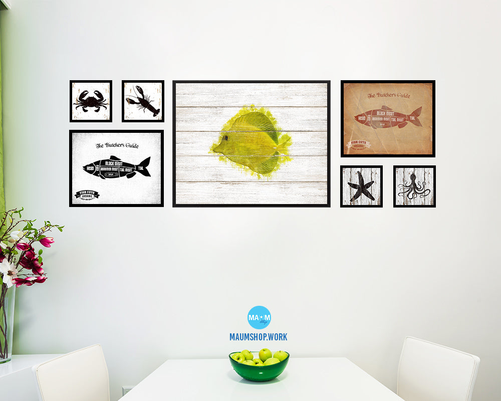 Tropical Fish Framed Print Modern Restaurant Sushi Bar Modern Watercolor Wall Art Decor