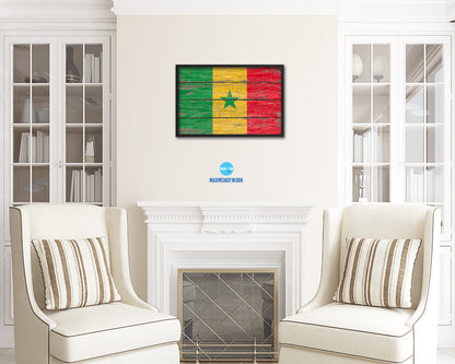 Senegal Country Wood Rustic National Flag Wood Framed Print Wall Art Decor Gifts