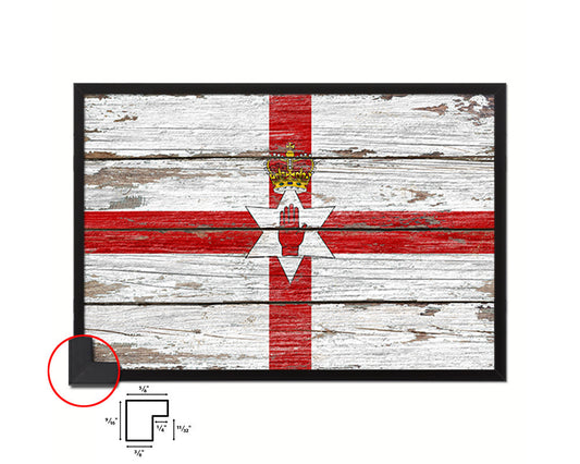 North Irish Ulster City Northern Ireland Country Rustic Flag Wood Framed Paper Prints Decor Wall Art Gifts