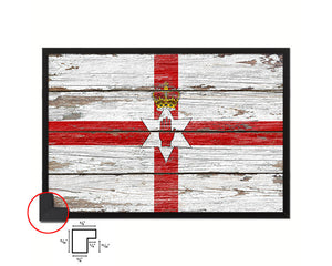 North Irish Ulster City Northern Ireland Country Rustic Flag Wood Framed Paper Prints Decor Wall Art Gifts