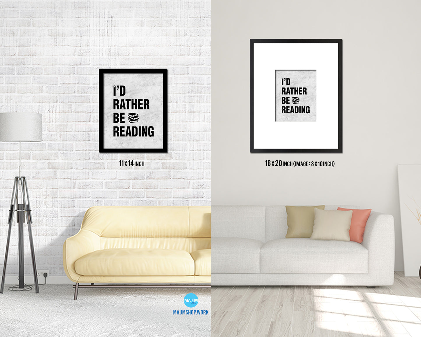 I'd rather be reading Quote Framed Print Wall Art Decor Gifts