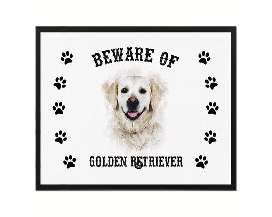 Beware of German Shepherd Sign Wood Framed Print Wall Art Decor Gifts