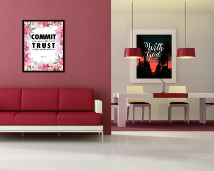 Commit your way to the Lord Quote Wood Framed Print Home Decor Wall Art Gifts