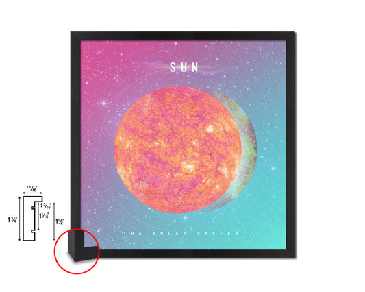 Sun Planet Colorful Prints Watercolor Solar System Framed Print Home Decor Wall Art Gifts