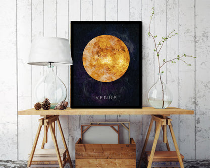 Venus Planet Prints Watercolor Solar System Framed Print Home Decor Wall Art Gifts