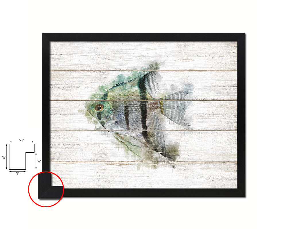 Silver Angelfish Framed Print Modern Restaurant Sushi Bar Modern Watercolor Wall Art Decor