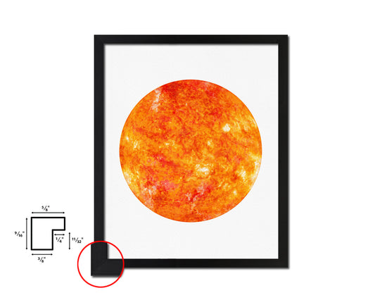 Sun Planet Prints Watercolor Solar System Wood Framed Paper Print Wall Art Decor Gifts