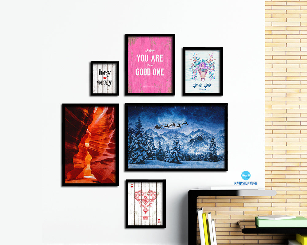 Christmas Santa Landscape Painting Print Art Frame Home Wall Decor Gifts