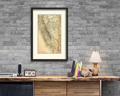 California Old Map Framed Print Art Gifts