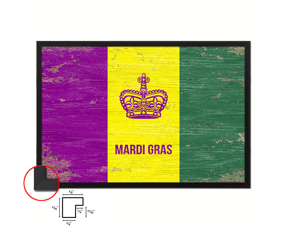 New Orleans Mardis Gras Shabby Chic Flag Framed Prints Decor Wall Art Gifts