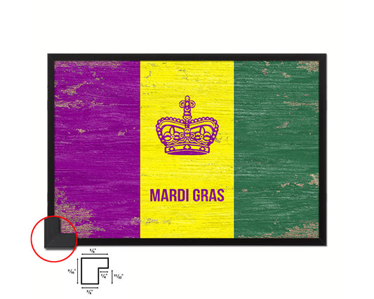 New Orleans Mardis Gras Shabby Chic Flag Framed Prints Decor Wall Art Gifts