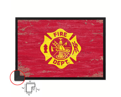 Fire Department Fire Fighter Shabby Chic Military Flag Framed Print Decor Wall Art Gifts