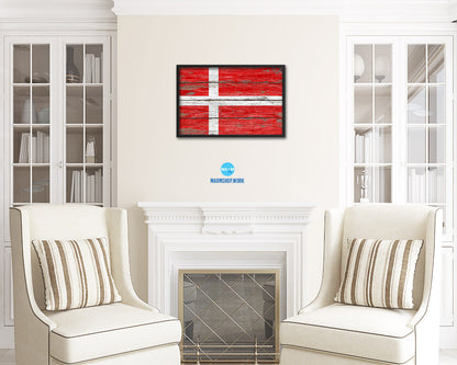 Denmark Country Wood Rustic National Flag Wood Framed Print Wall Art Decor Gifts