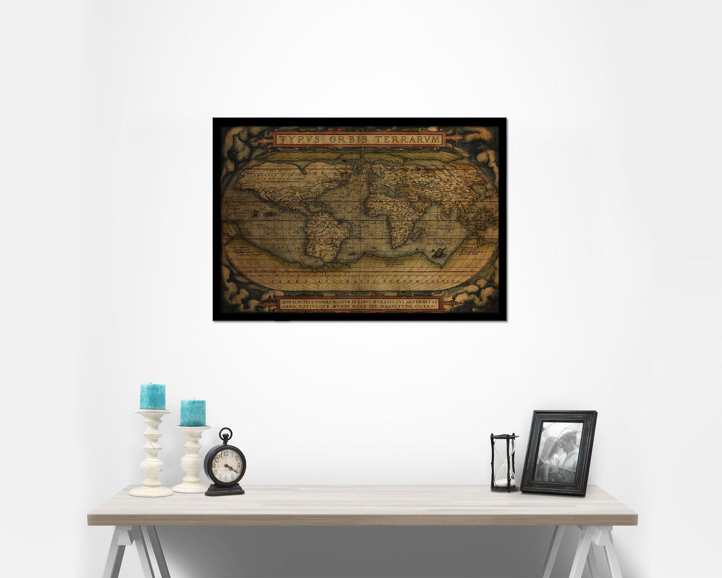World Ortelius Circa Vintage Map Framed Print Art Wall Decor Gifts
