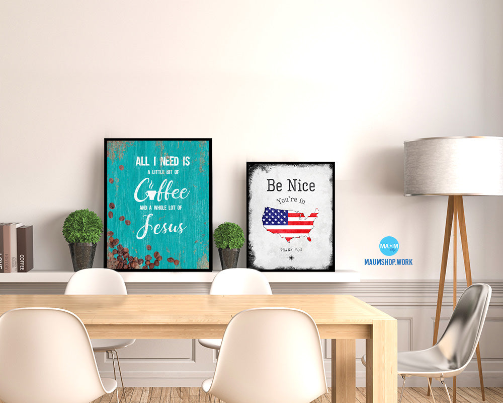 All I need today is a little bit of coffee Quotes Framed Print Home Decor Wall Art Gifts