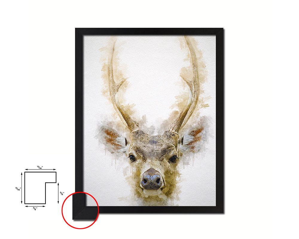Deer Animal Painting Print Framed Art Home Wall Decor Gifts