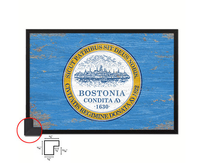 Boston City Massachusetts State Shabby Chic Flag Framed Prints Decor Wall Art Gifts