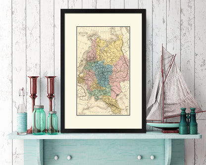 Russia Europe Old Map Wood Framed Print Art Wall Decor Gifts